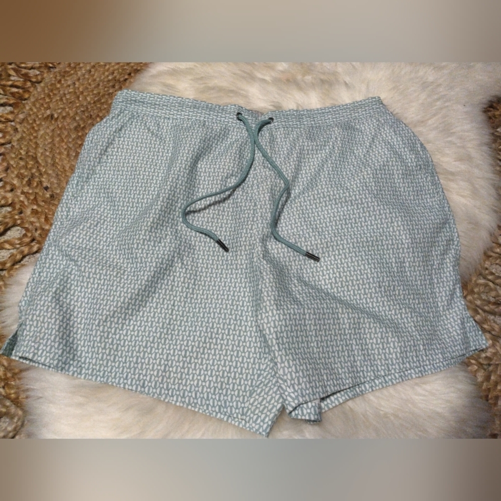 Ted Baker Geometric Print Drawstring Swim Shorts Size 5 (Large)